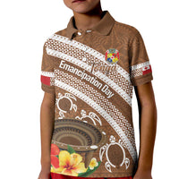 Kingdom Of Tonga Emancipation Day Kid Polo Shirt Tongan Ngatu With Kumete Brown