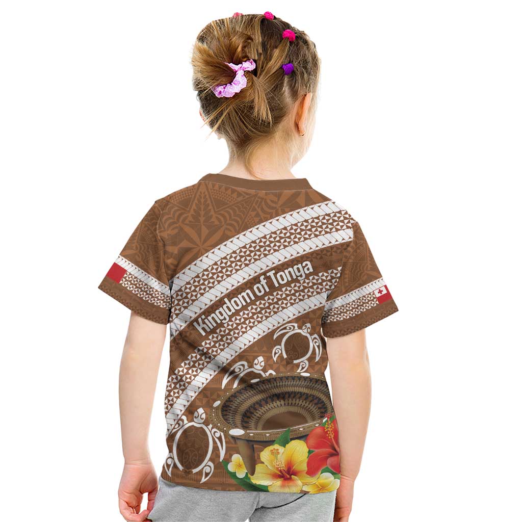 Kingdom Of Tonga Emancipation Day Kid T Shirt Tongan Ngatu With Kumete Brown