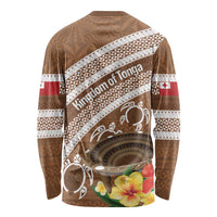Kingdom Of Tonga Emancipation Day Long Sleeve Shirt Tongan Ngatu With Kumete Brown