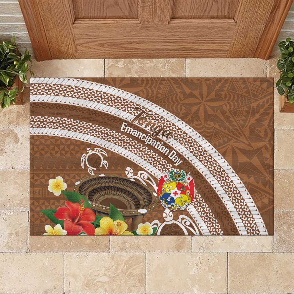 Kingdom Of Tonga Emancipation Day Rubber Doormat Tongan Ngatu With Kumete Brown