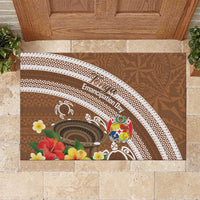 Kingdom Of Tonga Emancipation Day Rubber Doormat Tongan Ngatu With Kumete Brown