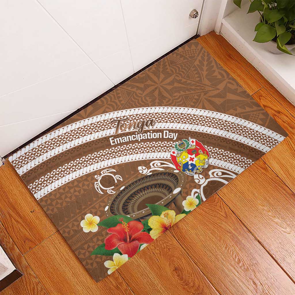 Kingdom Of Tonga Emancipation Day Rubber Doormat Tongan Ngatu With Kumete Brown