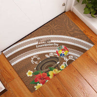 Kingdom Of Tonga Emancipation Day Rubber Doormat Tongan Ngatu With Kumete Brown