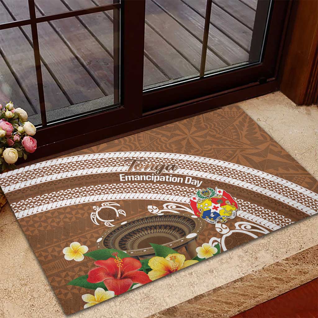Kingdom Of Tonga Emancipation Day Rubber Doormat Tongan Ngatu With Kumete Brown