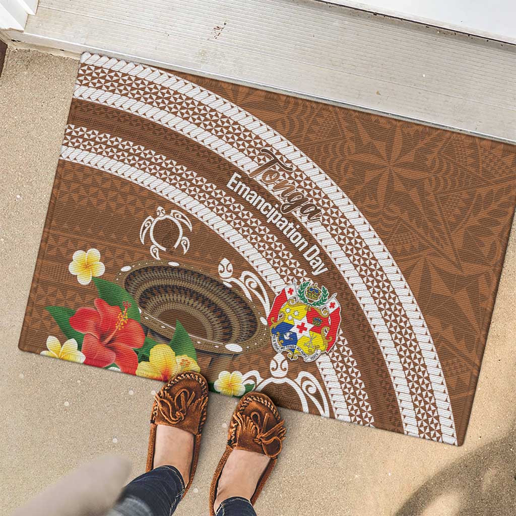 Kingdom Of Tonga Emancipation Day Rubber Doormat Tongan Ngatu With Kumete Brown