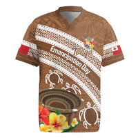 Kingdom Of Tonga Emancipation Day Rugby Jersey Tongan Ngatu With Kumete Brown