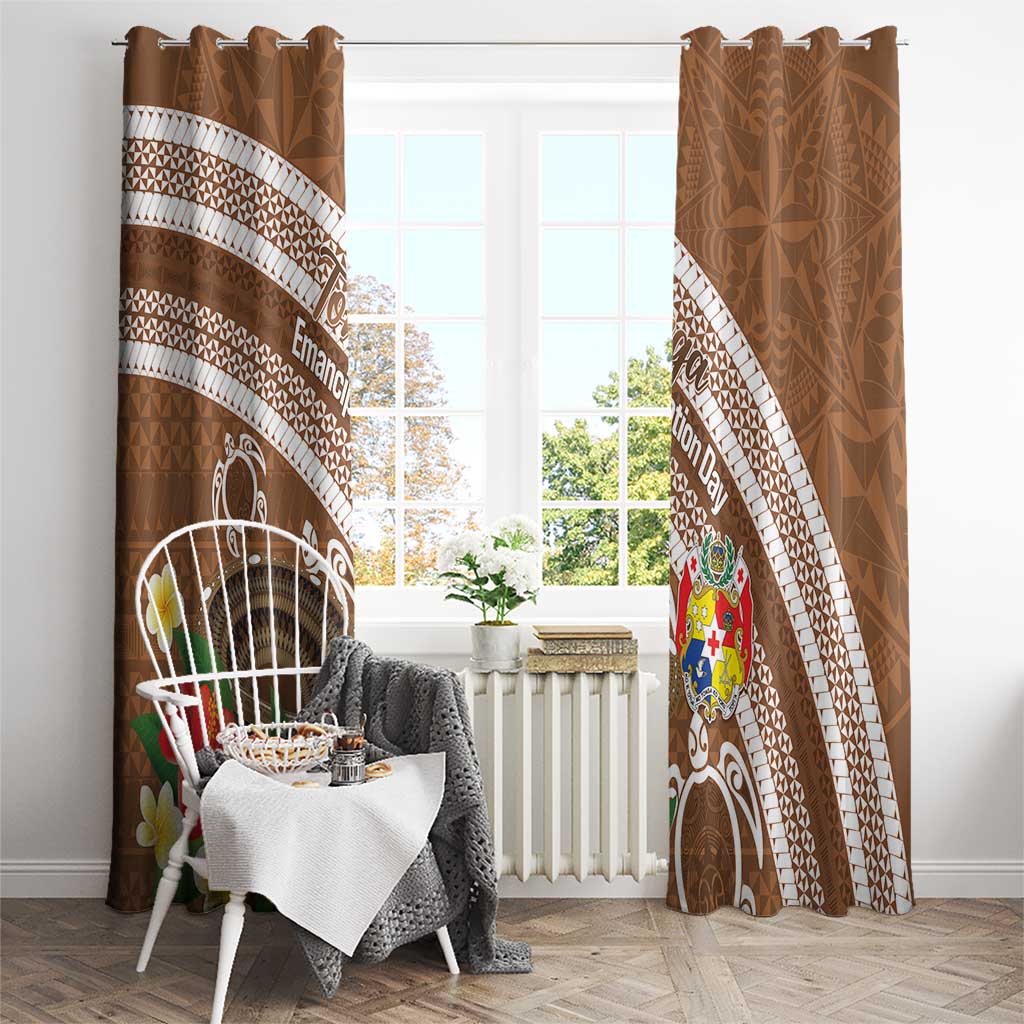 Kingdom Of Tonga Emancipation Day Window Curtain Tongan Ngatu With Kumete Brown