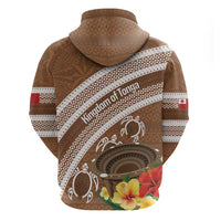 Kingdom Of Tonga Emancipation Day Zip Hoodie Tongan Ngatu With Kumete Brown