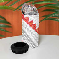 Tonga White Sunday 4 in 1 Can Cooler Tumbler Heilala Flowers Tongan Ngatu Pattern