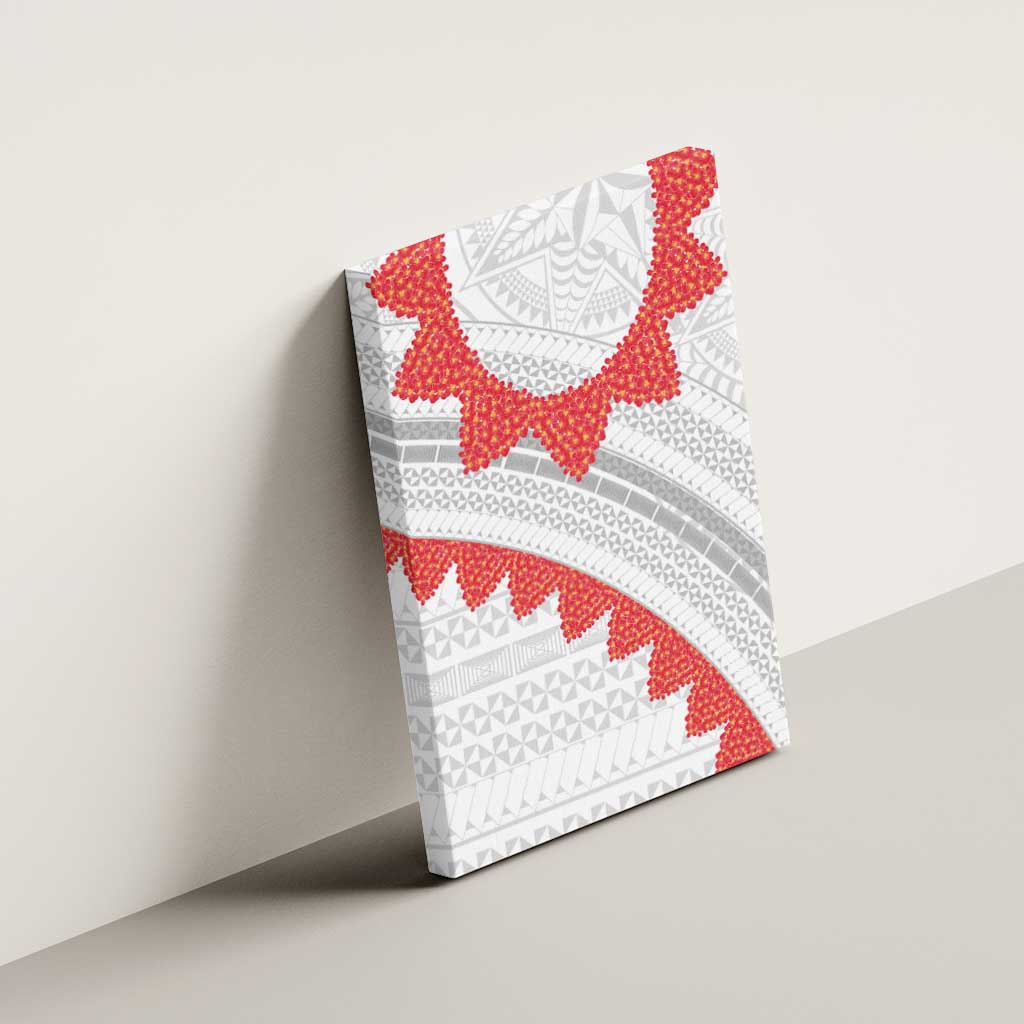 Tonga White Sunday Canvas Wall Art Heilala Flowers Tongan Ngatu Pattern