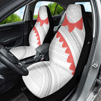 Tonga White Sunday Car Seat Cover Heilala Flowers Tongan Ngatu Pattern