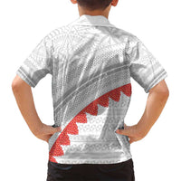 Tonga White Sunday Family Matching Puletasi and Hawaiian Shirt Heilala Flowers Tongan Ngatu Pattern