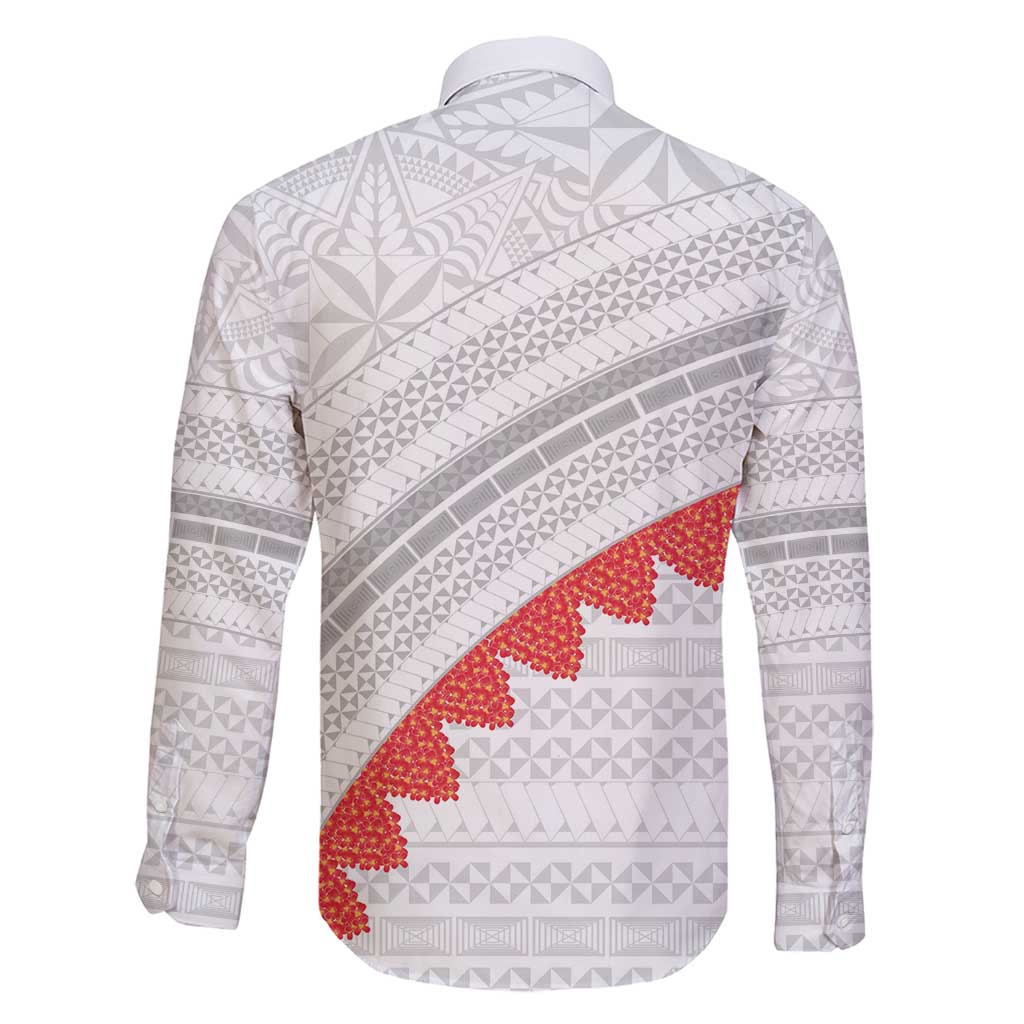 Tonga White Sunday Family Matching Puletasi and Hawaiian Shirt Heilala Flowers Tongan Ngatu Pattern