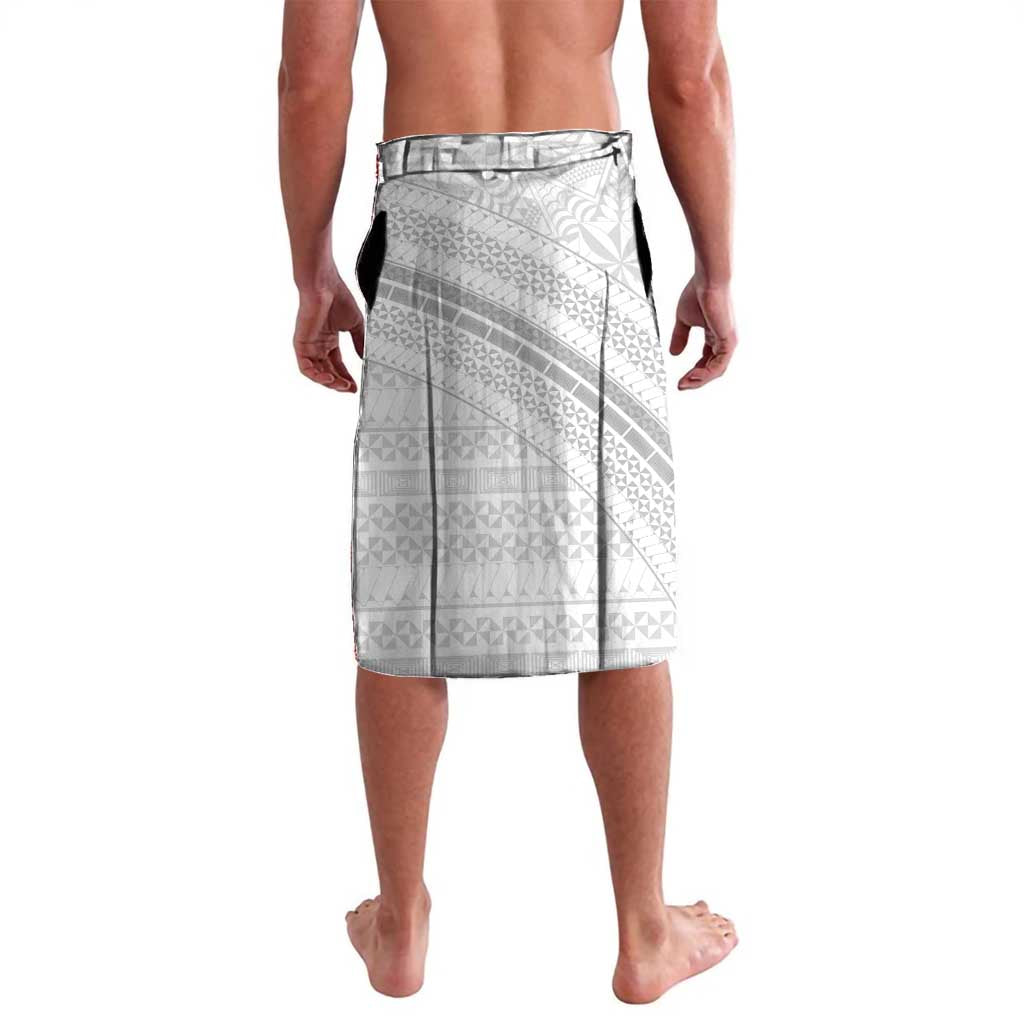Tonga White Sunday Lavalava Heilala Flowers Tongan Ngatu Pattern