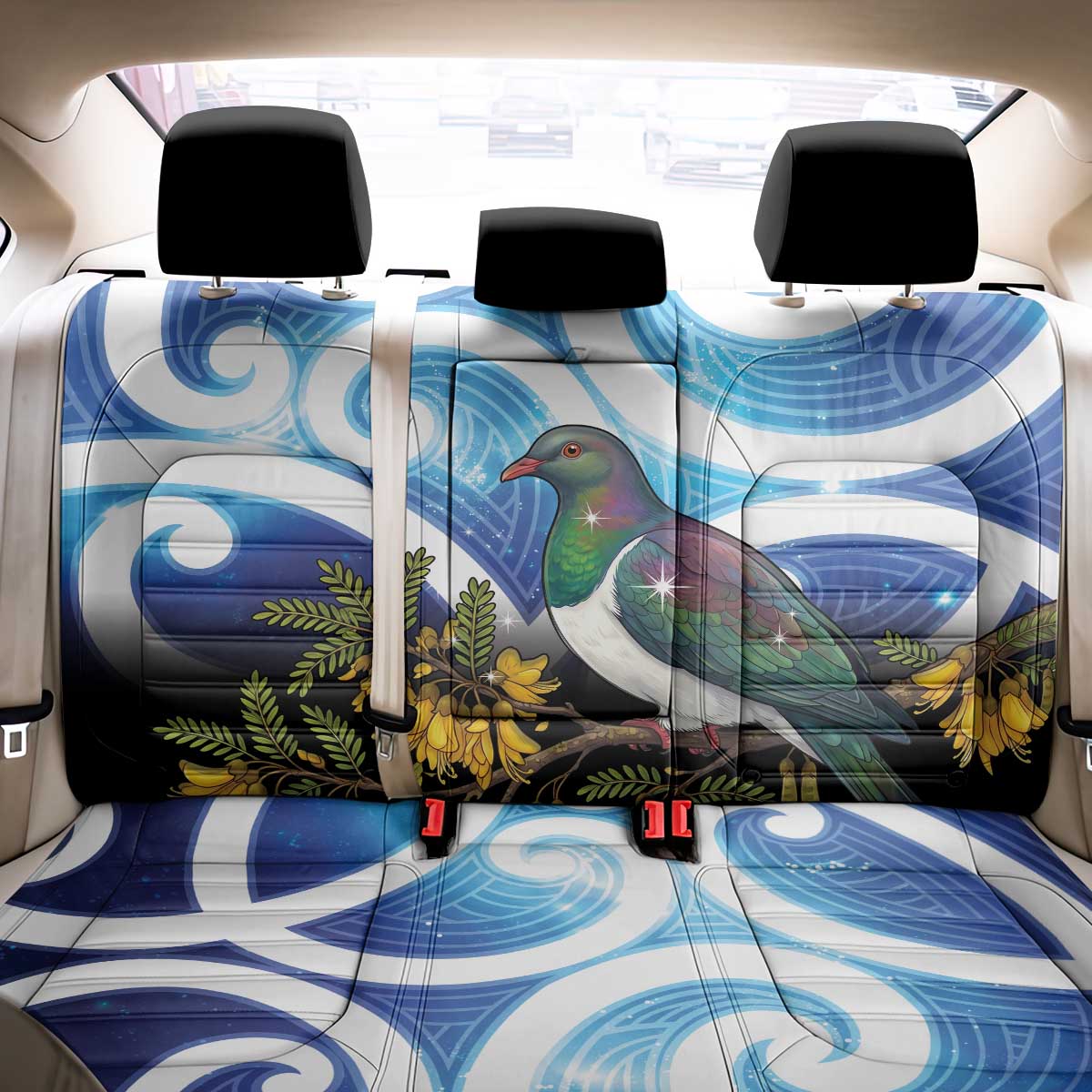 Kekeru New Zealand Matariki Back Car Seat Cover Kukupa Kowhai Maori New Year Blue Version LT14 - Polynesian Pride