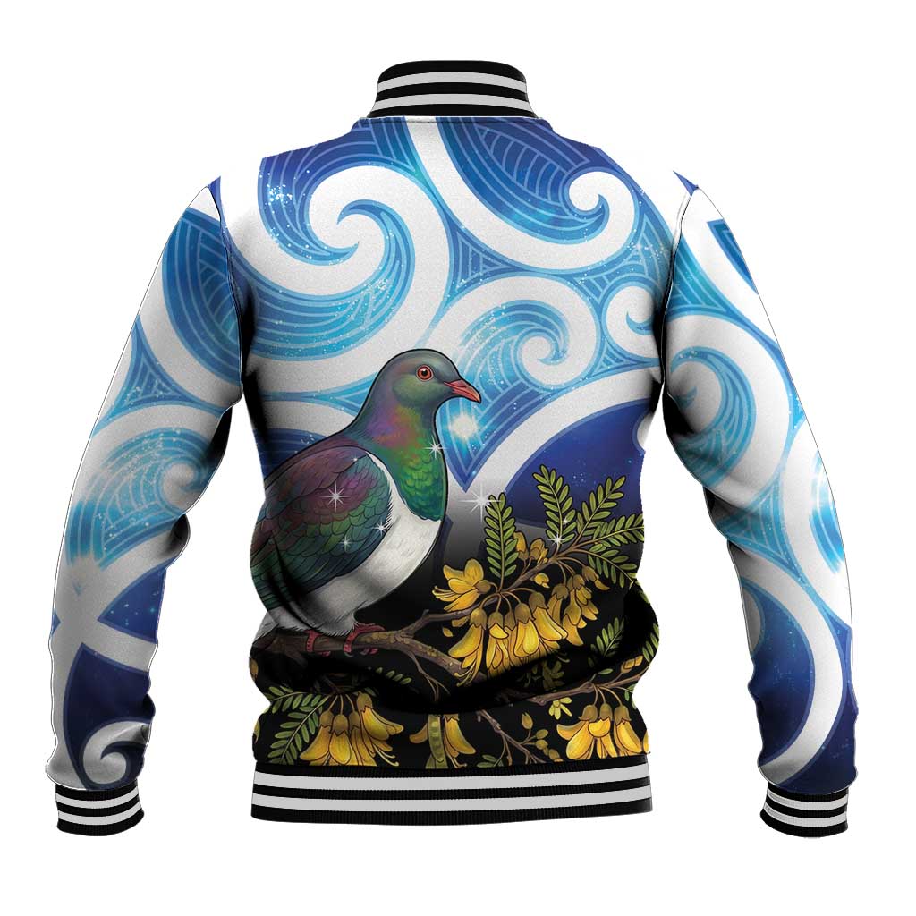 Kekeru New Zealand Matariki Baseball Jacket Kukupa Kowhai Maori New Year Blue Version LT14 - Polynesian Pride