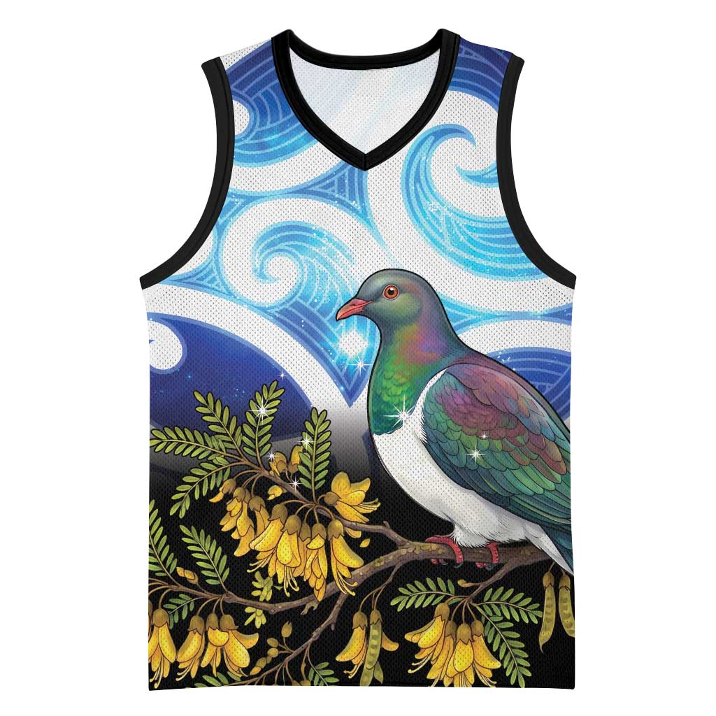 Kekeru New Zealand Matariki Basketball Jersey Kukupa Kowhai Maori New Year Blue Version LT14 Unisex Blue - Polynesian Pride