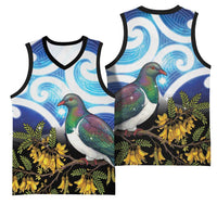 Kekeru New Zealand Matariki Basketball Jersey Kukupa Kowhai Maori New Year Blue Version LT14 - Polynesian Pride