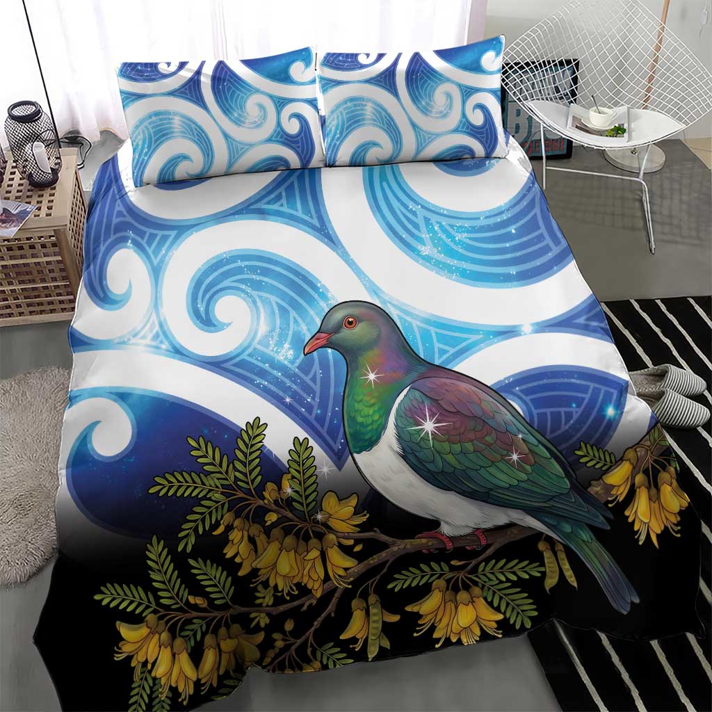 Kekeru New Zealand Matariki Bedding Set Kukupa Kowhai Maori New Year Blue Version LT14 - Polynesian Pride