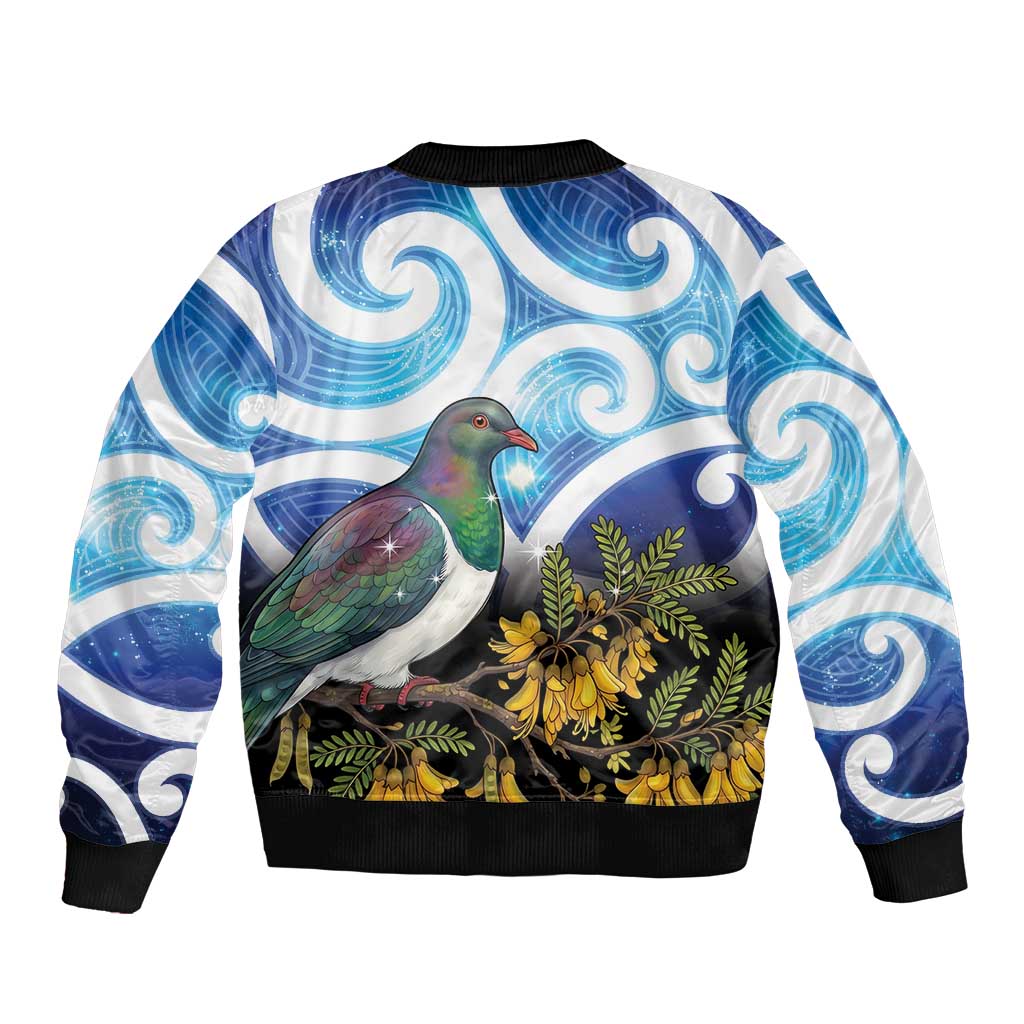Kekeru New Zealand Matariki Bomber Jacket Kukupa Kowhai Maori New Year Blue Version LT14 - Polynesian Pride