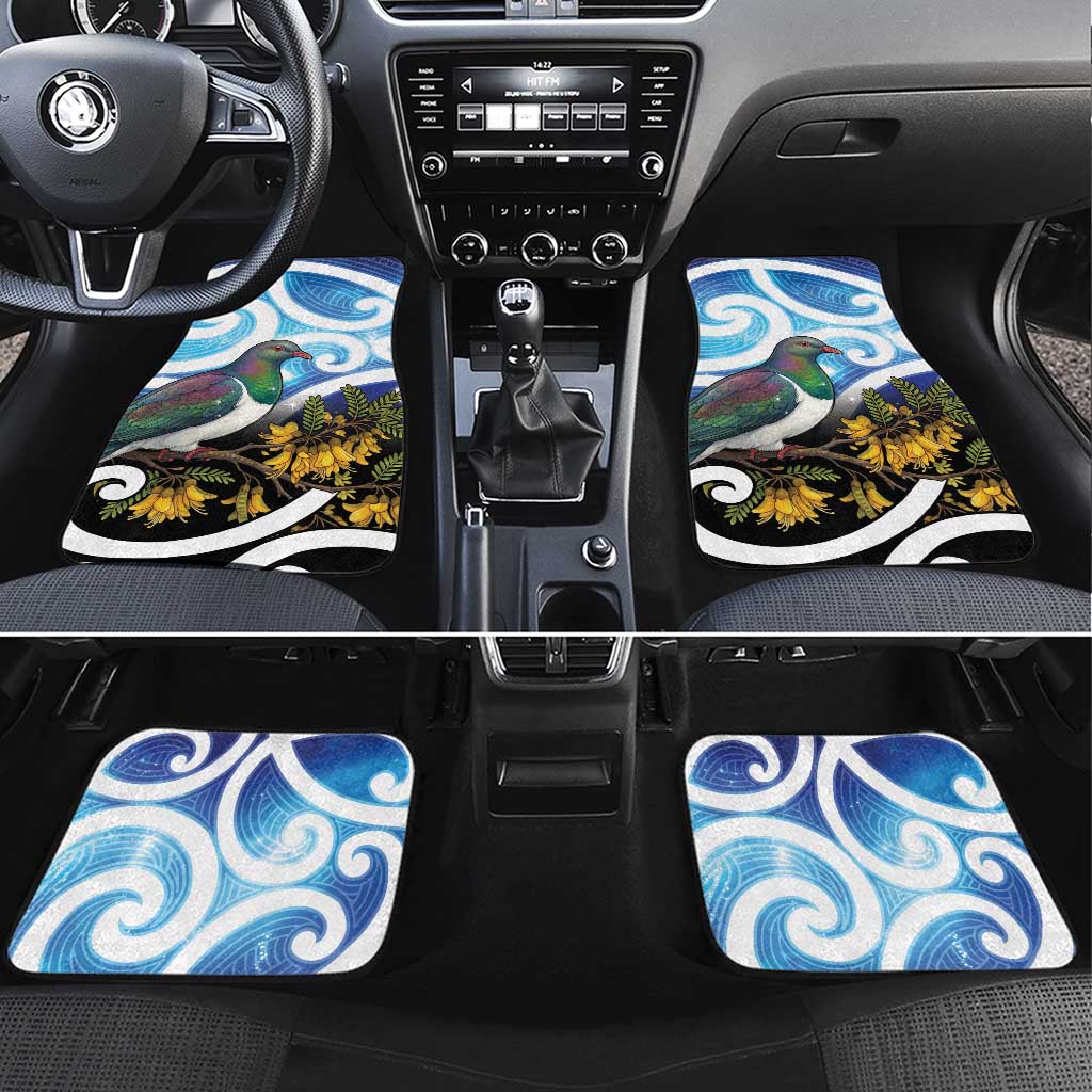 Kekeru New Zealand Matariki Car Mats Kukupa Kowhai Maori New Year Blue Version LT14 Set 4pcs Blue - Polynesian Pride