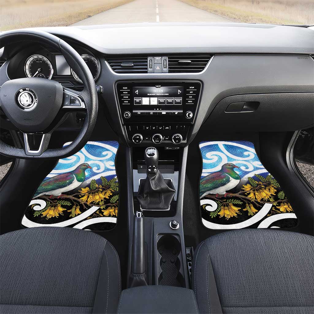 Kekeru New Zealand Matariki Car Mats Kukupa Kowhai Maori New Year Blue Version LT14 Set 2pcs - Front Blue - Polynesian Pride