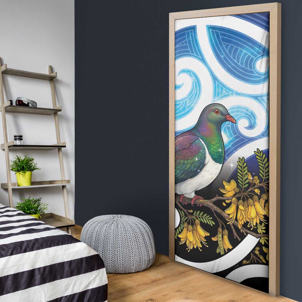 Kekeru New Zealand Matariki Door Cover Kukupa Kowhai Maori New Year Blue Version LT14 - Polynesian Pride