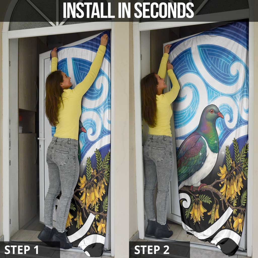 Kekeru New Zealand Matariki Door Cover Kukupa Kowhai Maori New Year Blue Version LT14 - Polynesian Pride