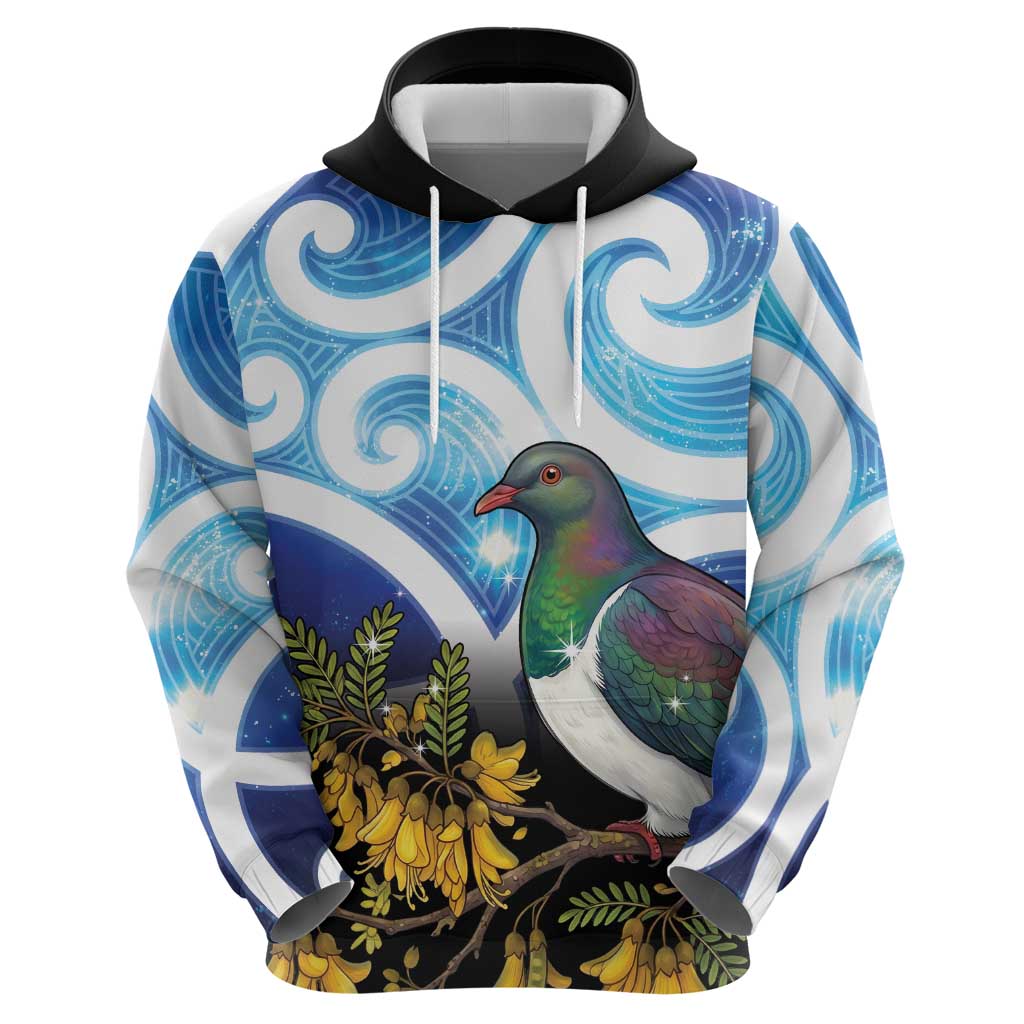 Kekeru New Zealand Matariki Hoodie Kukupa Kowhai Maori New Year Blue Version LT14 - Polynesian Pride