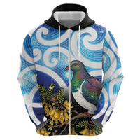 Kekeru New Zealand Matariki Hoodie Kukupa Kowhai Maori New Year Blue Version LT14 - Polynesian Pride