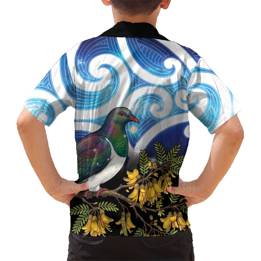 Kekeru New Zealand Matariki Kid Hawaiian Shirt Kukupa Kowhai Maori New Year Blue Version LT14 - Polynesian Pride