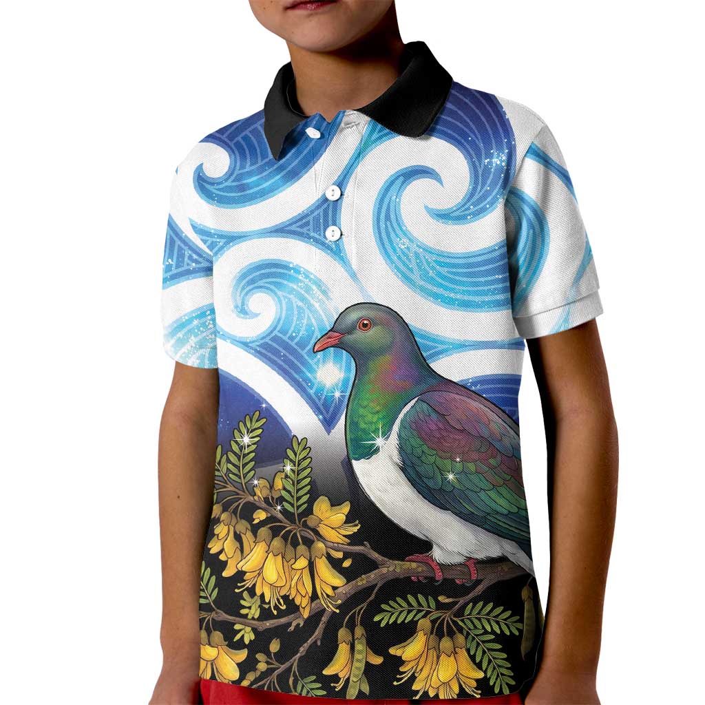 Kekeru New Zealand Matariki Kid Polo Shirt Kukupa Kowhai Maori New Year Blue Version LT14 Kid Blue - Polynesian Pride