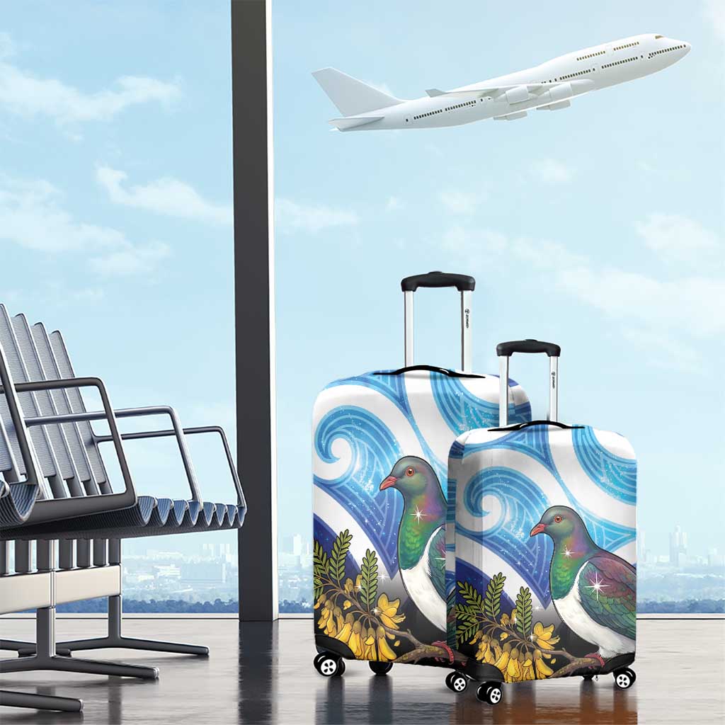 Kekeru New Zealand Matariki Luggage Cover Kukupa Kowhai Maori New Year Blue Version LT14 - Polynesian Pride