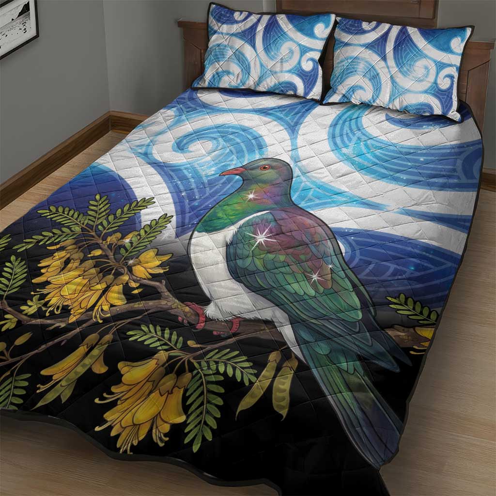 Kekeru New Zealand Matariki Quilt Bed Set Kukupa Kowhai Maori New Year Blue Version LT14 - Polynesian Pride