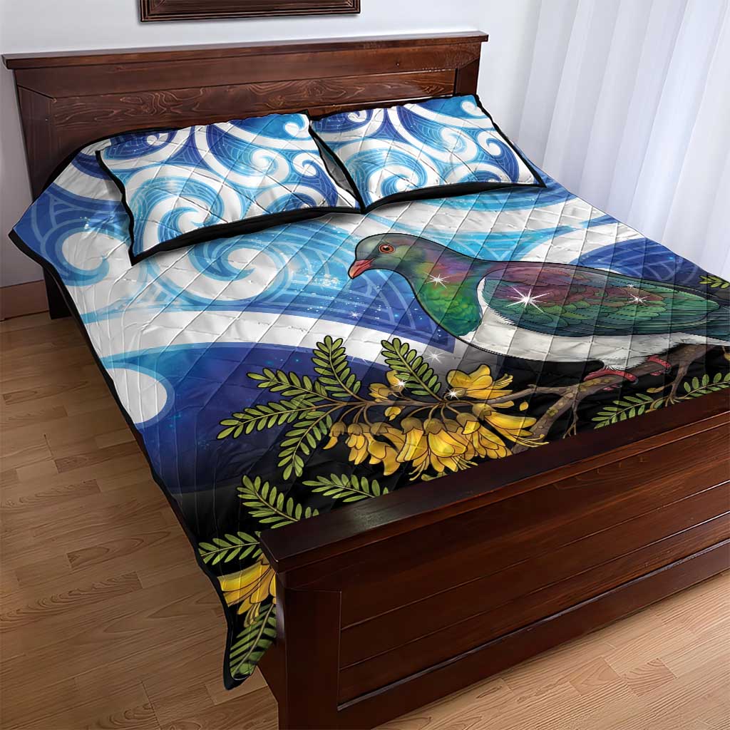 Kekeru New Zealand Matariki Quilt Bed Set Kukupa Kowhai Maori New Year Blue Version LT14 - Polynesian Pride