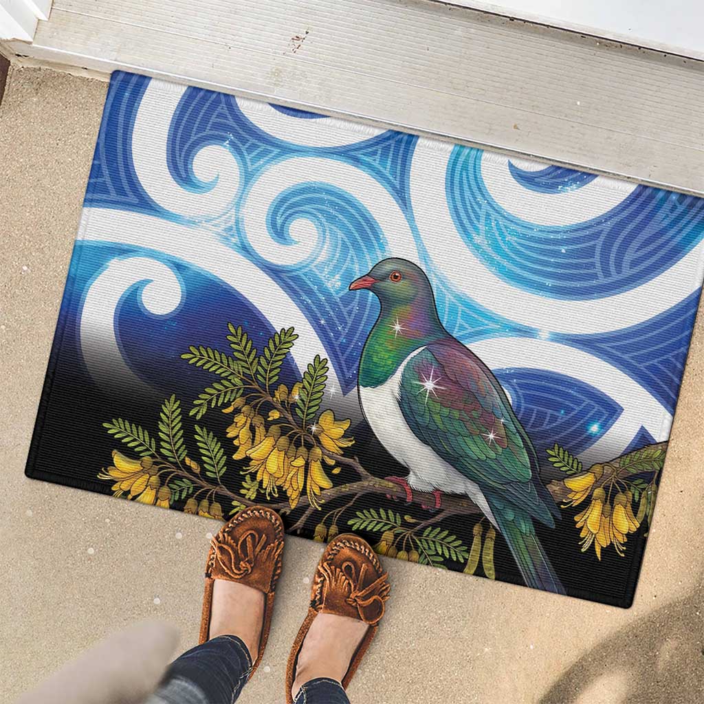 Kekeru New Zealand Matariki Rubber Doormat Kukupa Kowhai Maori New Year Blue Version LT14 - Polynesian Pride