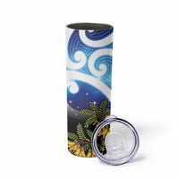 Kekeru New Zealand Matariki Skinny Tumbler Kukupa Kowhai Maori New Year Blue Version LT14 - Polynesian Pride
