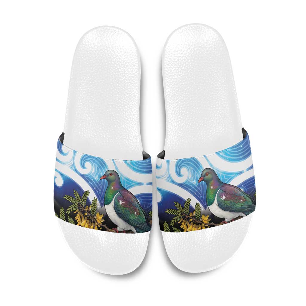 Kekeru New Zealand Matariki Slide Sandals Kukupa Kowhai Maori New Year Blue Version LT14 Blue - Polynesian Pride