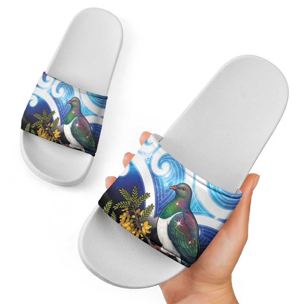 Kekeru New Zealand Matariki Slide Sandals Kukupa Kowhai Maori New Year Blue Version LT14 - Polynesian Pride