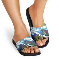 Kekeru New Zealand Matariki Slide Sandals Kukupa Kowhai Maori New Year Blue Version LT14 - Polynesian Pride