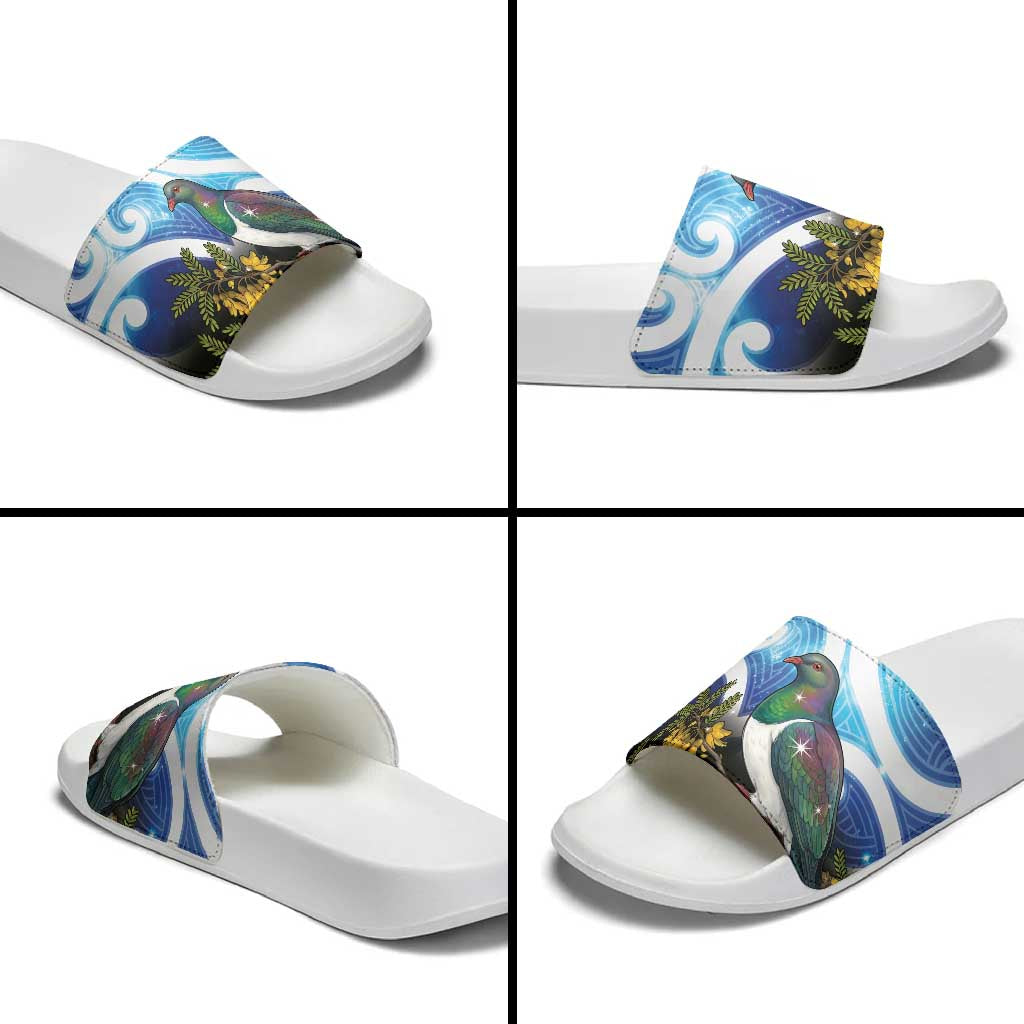 Kekeru New Zealand Matariki Slide Sandals Kukupa Kowhai Maori New Year Blue Version LT14 - Polynesian Pride