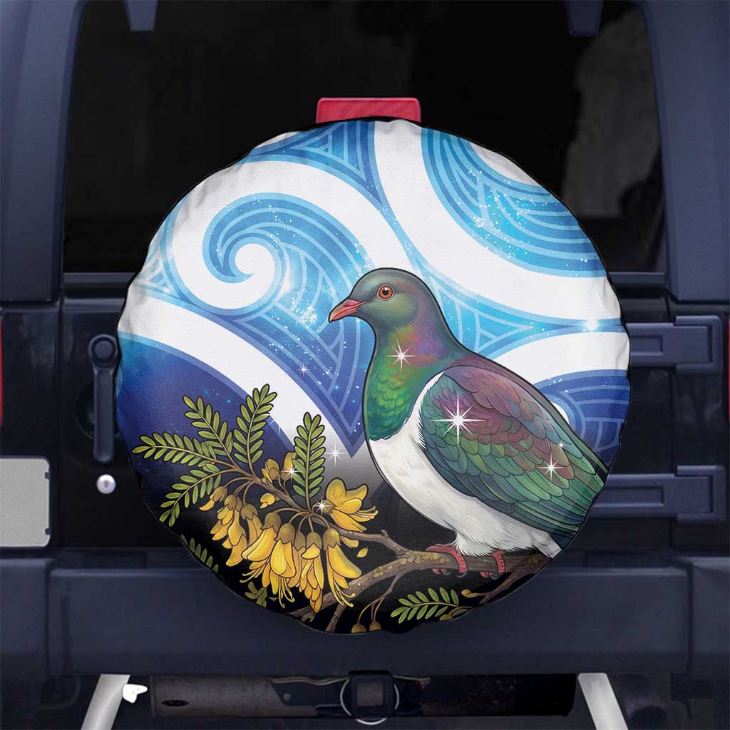 Kekeru New Zealand Matariki Spare Tire Cover Kukupa Kowhai Maori New Year Blue Version LT14 No hole Blue - Polynesian Pride