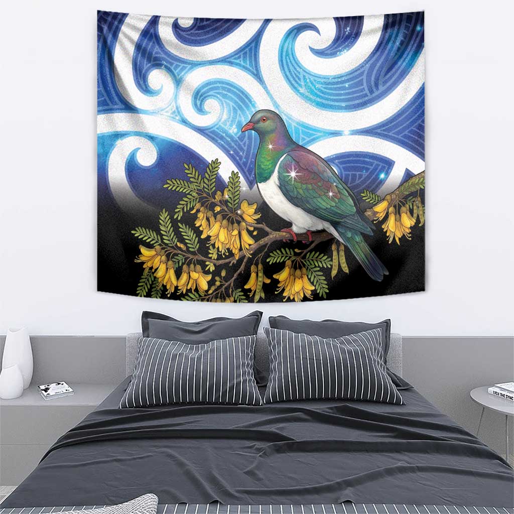 Kekeru New Zealand Matariki Tapestry Kukupa Kowhai Maori New Year Blue Version LT14 - Polynesian Pride