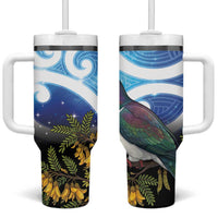 Kekeru New Zealand Matariki Tumbler With Handle Kukupa Kowhai Maori New Year Blue Version LT14 One Size: 40 oz Blue - Polynesian Pride