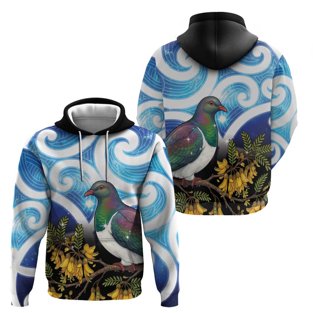 Kekeru New Zealand Matariki Zip Hoodie Kukupa Kowhai Maori New Year Blue Version LT14 - Polynesian Pride