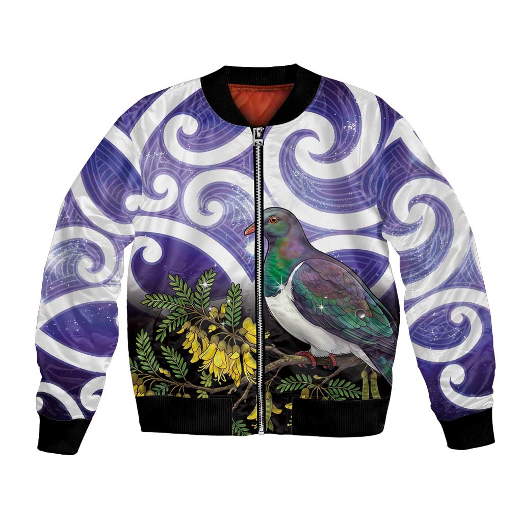 Kekeru New Zealand Matariki Bomber Jacket Kukupa Kowhai Maori New Year Purple Version