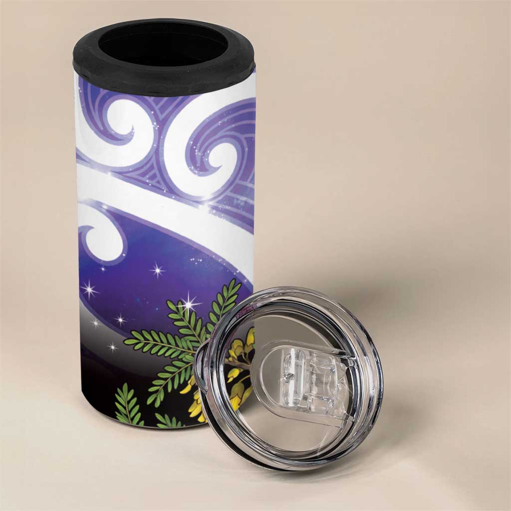 Kekeru New Zealand Matariki 4 in 1 Can Cooler Tumbler Kukupa Kowhai Maori New Year Purple Version LT14 - Polynesian Pride