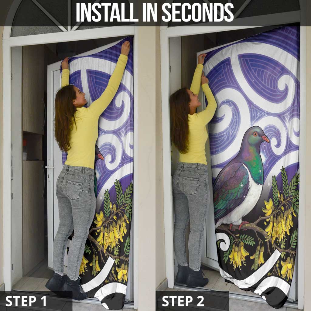 Kekeru New Zealand Matariki Door Cover Kukupa Kowhai Maori New Year Purple Version LT14 - Polynesian Pride