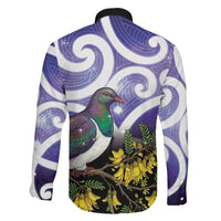 Kekeru New Zealand Matariki Family Matching Long Sleeve Bodycon Dress and Hawaiian Shirt Kukupa Kowhai Maori New Year Purple Version LT14 - Polynesian Pride