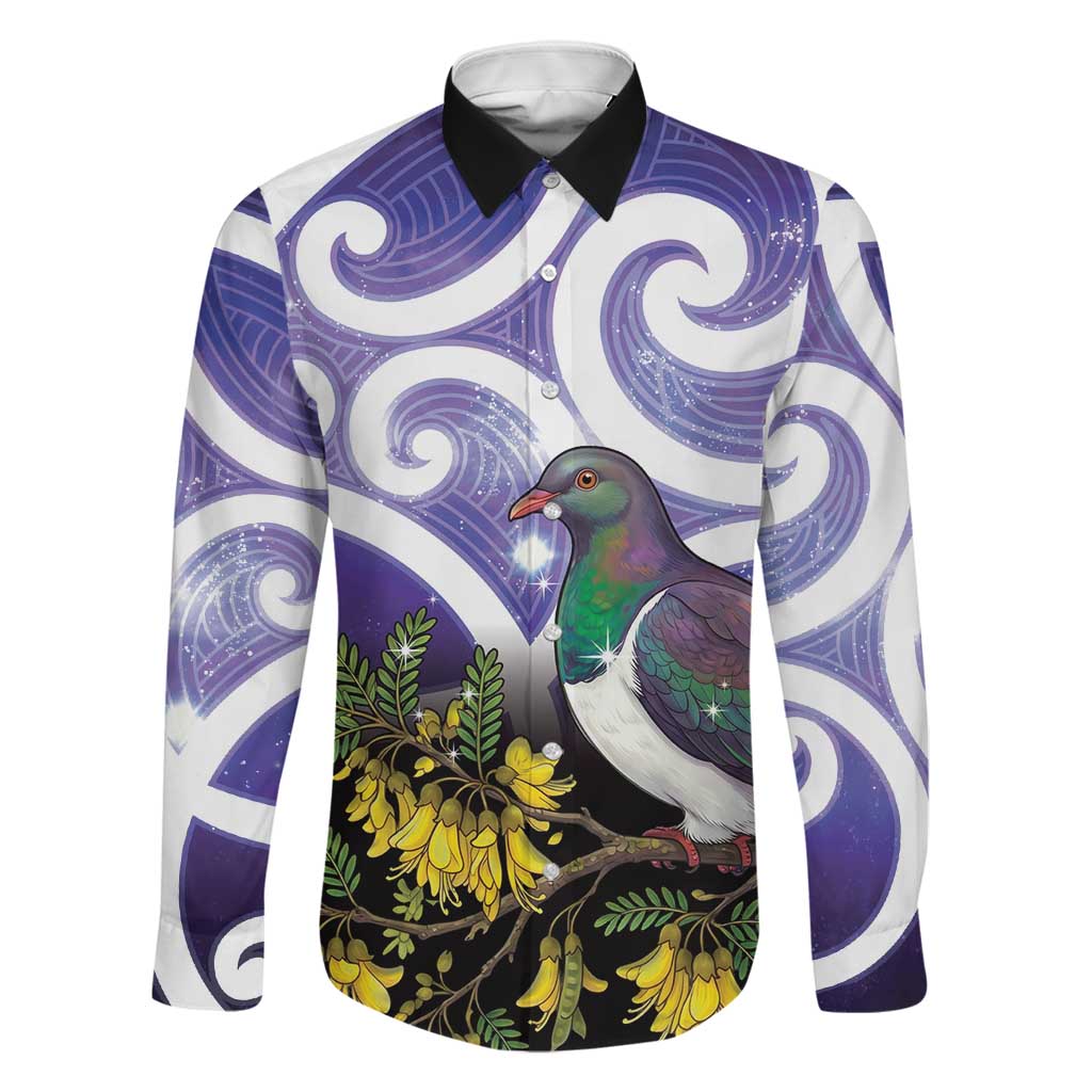 Kekeru New Zealand Matariki Family Matching Puletasi and Hawaiian Shirt Kukupa Kowhai Maori New Year Purple Version LT14 Dad's Shirt - Long Sleeve Purple - Polynesian Pride